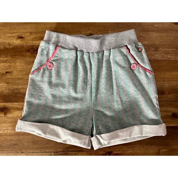 Matilda Jane Happy and Free Blue Gray Pink Stripe Knit Double Dutch Shorts 10 - Picture 2 of 6